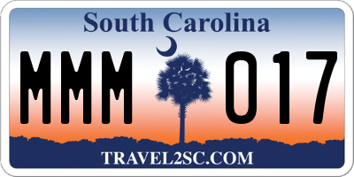SC license plate MMM017