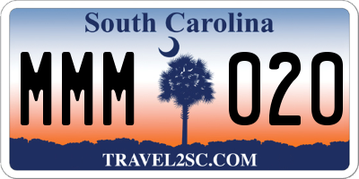 SC license plate MMM020