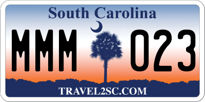 SC license plate MMM023
