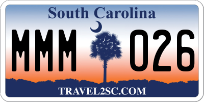 SC license plate MMM026