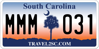 SC license plate MMM031