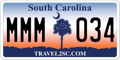 SC license plate MMM034