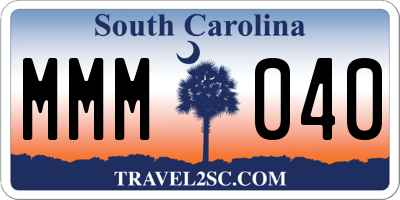 SC license plate MMM040