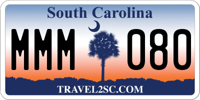 SC license plate MMM080