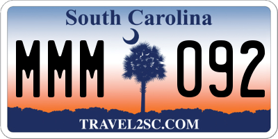 SC license plate MMM092