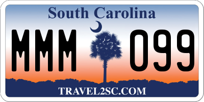 SC license plate MMM099