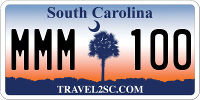SC license plate MMM100