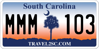 SC license plate MMM103