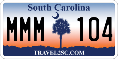 SC license plate MMM104