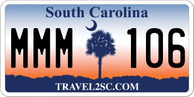 SC license plate MMM106