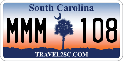 SC license plate MMM108