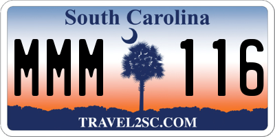 SC license plate MMM116