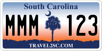 SC license plate MMM123