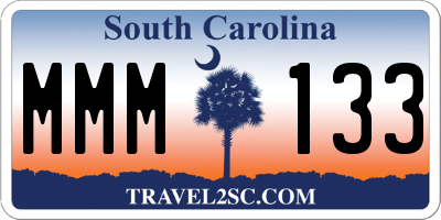 SC license plate MMM133