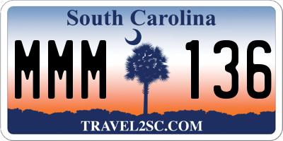 SC license plate MMM136