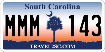 SC license plate MMM143