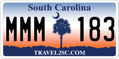 SC license plate MMM183