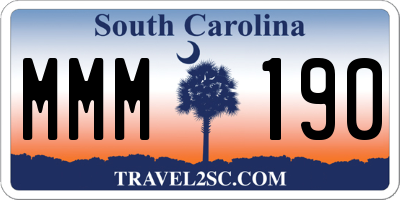SC license plate MMM190