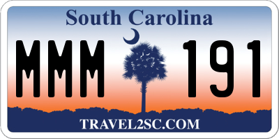 SC license plate MMM191