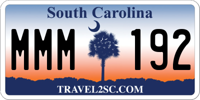 SC license plate MMM192