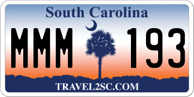 SC license plate MMM193