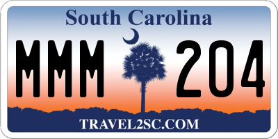 SC license plate MMM204