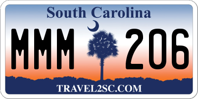 SC license plate MMM206