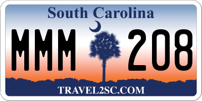 SC license plate MMM208