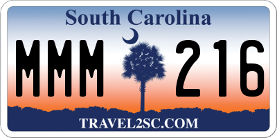 SC license plate MMM216