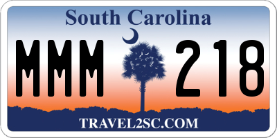 SC license plate MMM218