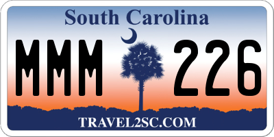 SC license plate MMM226