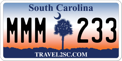 SC license plate MMM233