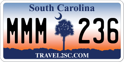 SC license plate MMM236