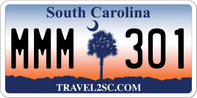 SC license plate MMM301