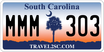 SC license plate MMM303