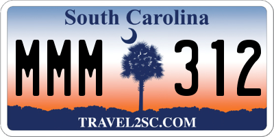 SC license plate MMM312