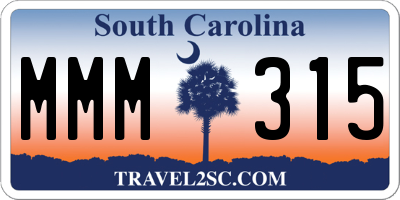 SC license plate MMM315