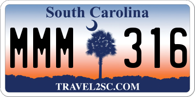 SC license plate MMM316