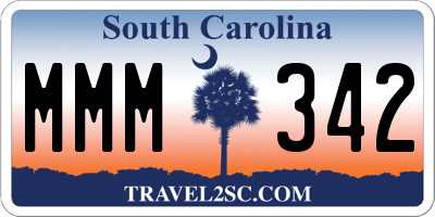 SC license plate MMM342