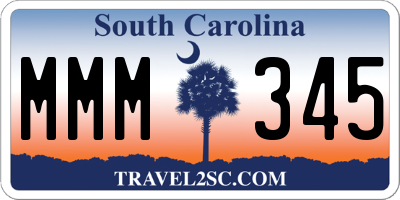 SC license plate MMM345