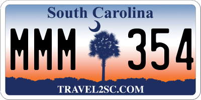 SC license plate MMM354