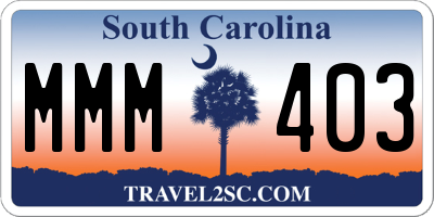 SC license plate MMM403
