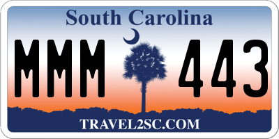 SC license plate MMM443