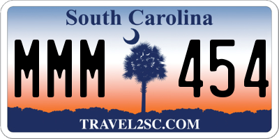 SC license plate MMM454