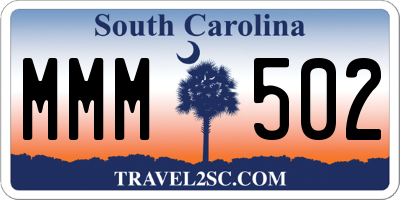 SC license plate MMM502