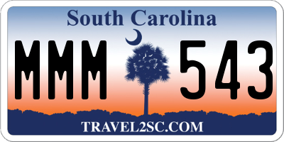 SC license plate MMM543