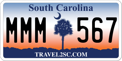 SC license plate MMM567