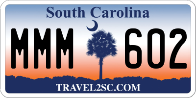 SC license plate MMM602