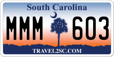 SC license plate MMM603