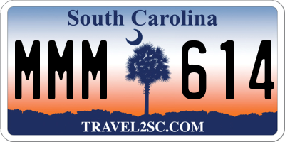 SC license plate MMM614